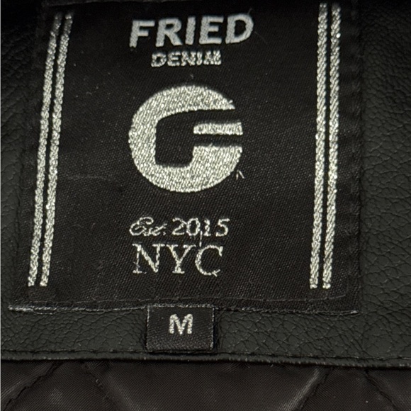 Men's Fried Denim NYC Black Faux Leather Biker Vest, Size Medium. - Picture 6 of 16